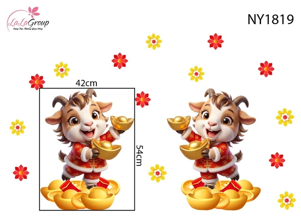 Decal Trang Trí Tết Song Mùi Vượng Tài