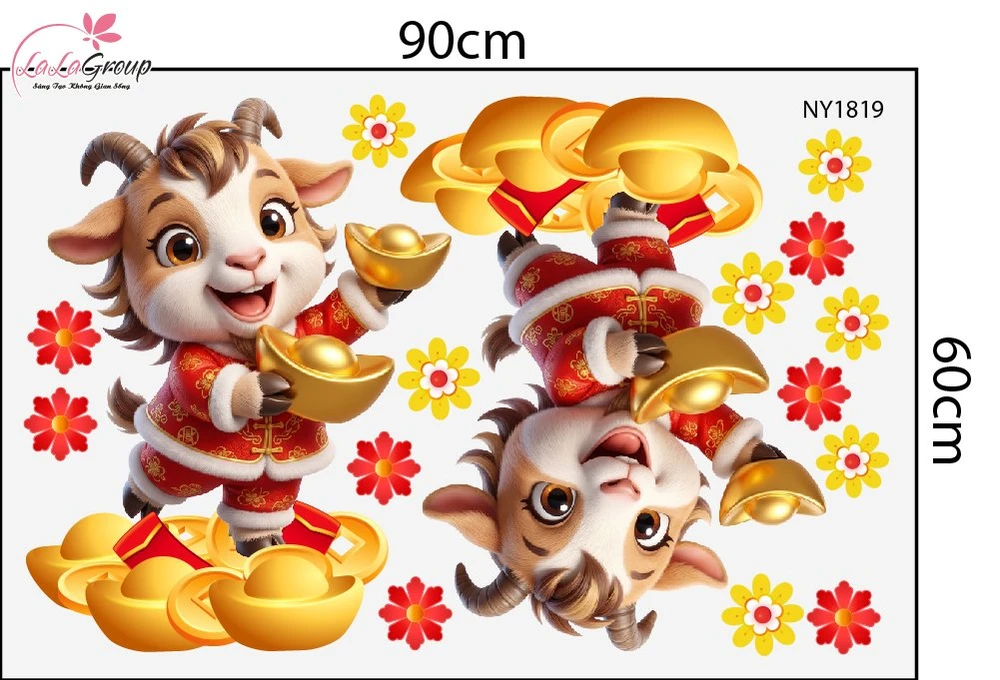 Decal Trang Trí Tết Song Mùi Vượng Tài