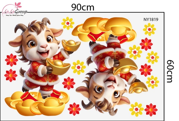 Decal Trang Trí Tết Song Mùi Vượng Tài