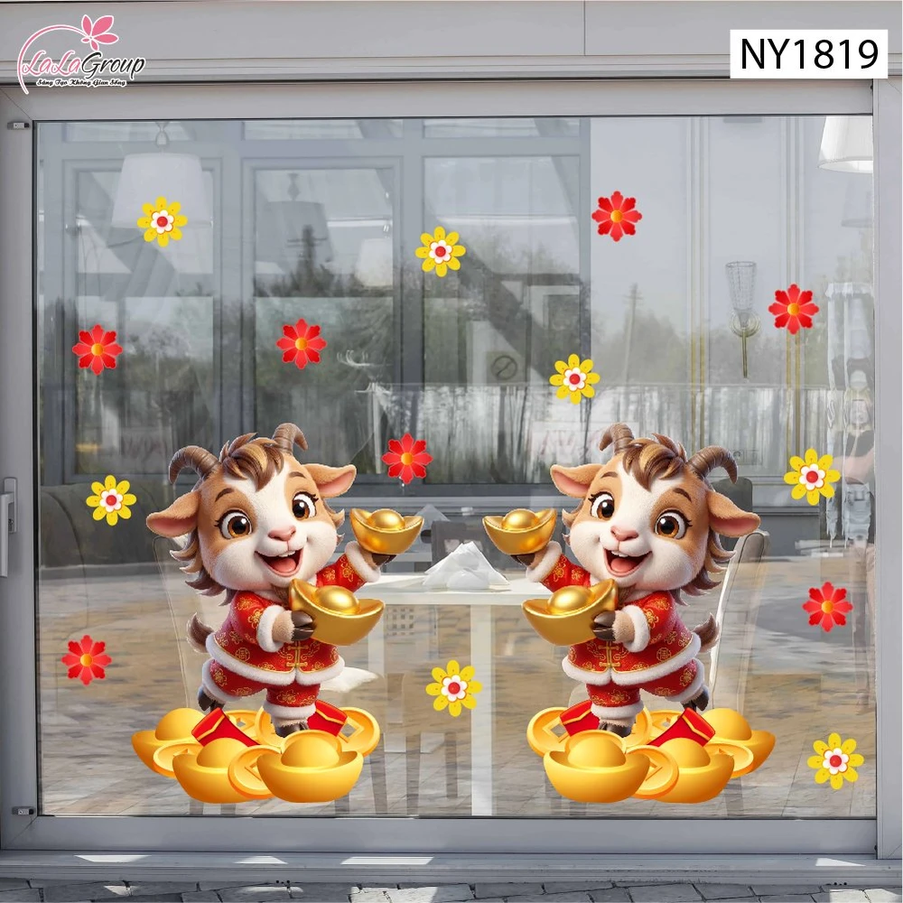 Decal Trang Trí Tết Song Mùi Vượng Tài