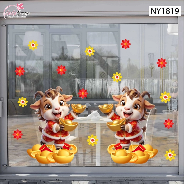 Decal Trang Trí Tết Song Mùi Vượng Tài