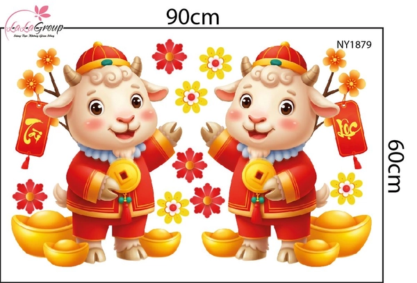 Decal Trang Trí Tết Đinh Mùi Đón Tài Lộc