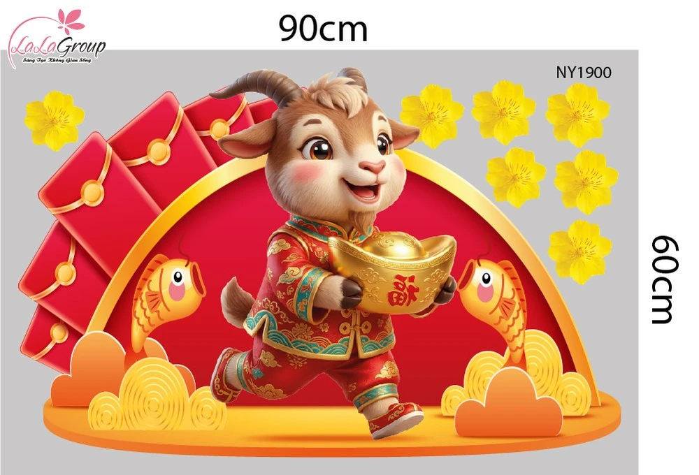 Decal Trang Trí Tết Đinh Mùi Khai Xuân Thịnh Vượng