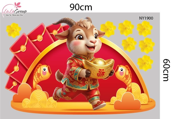Decal Trang Trí Tết Đinh Mùi Khai Xuân Thịnh Vượng