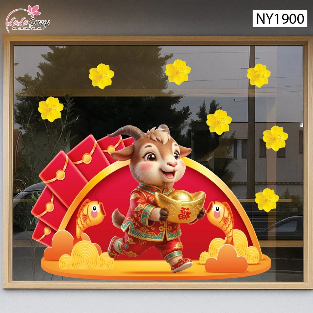 Decal Trang Trí Tết Đinh Mùi Khai Xuân Thịnh Vượng