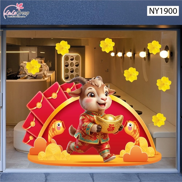 Decal Trang Trí Tết Đinh Mùi Khai Xuân Thịnh Vượng