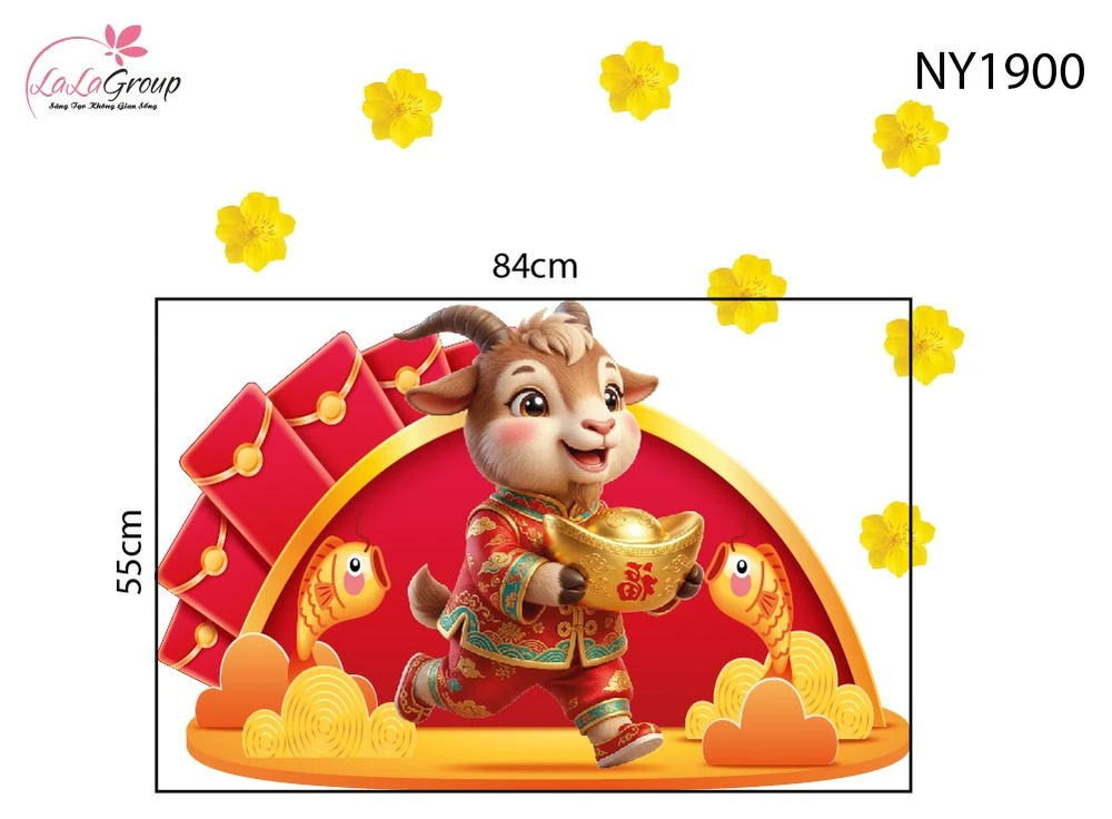 Decal Trang Trí Tết Đinh Mùi Khai Xuân Thịnh Vượng