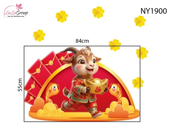 Decal Trang Trí Tết Đinh Mùi Khai Xuân Thịnh Vượng