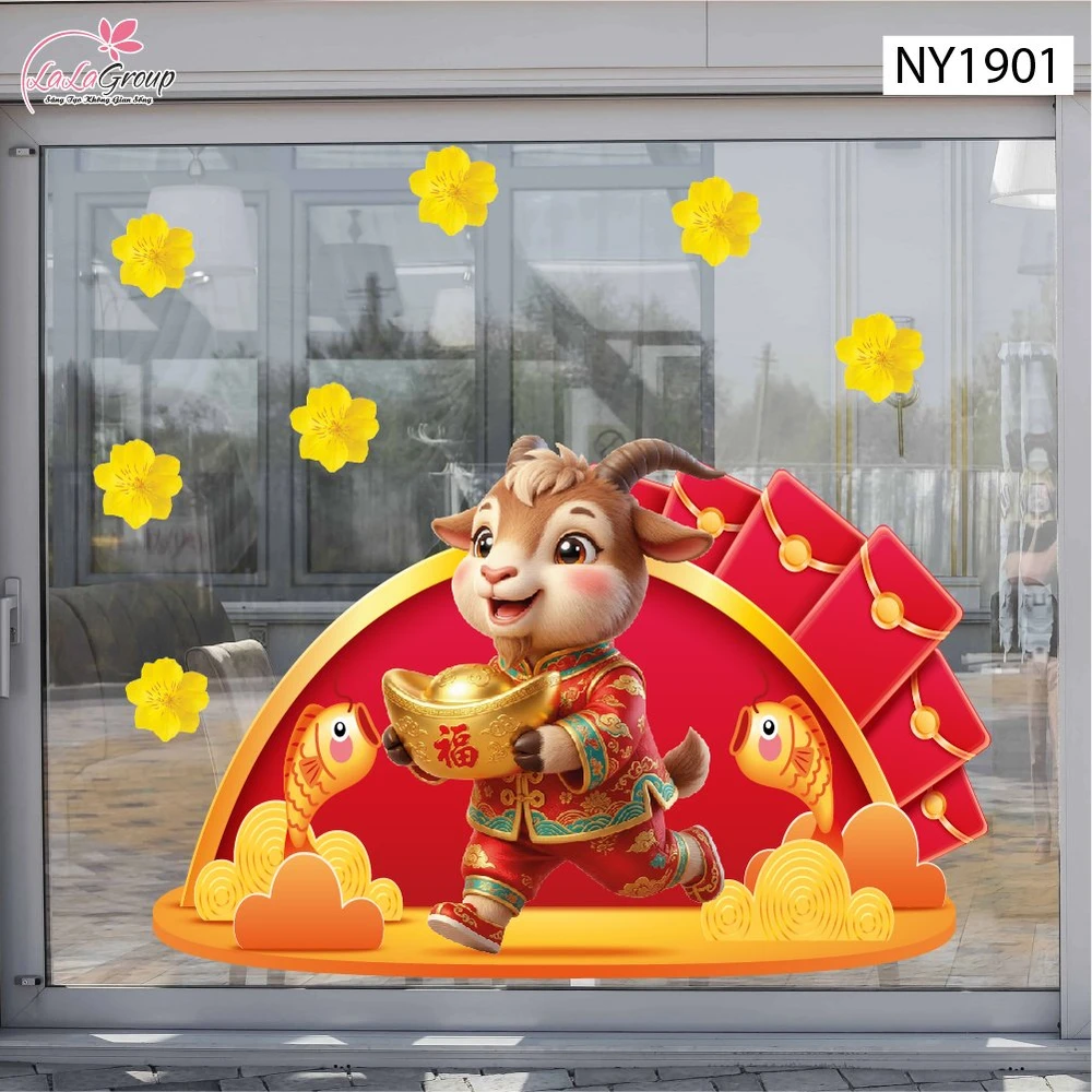 Decal Trang Trí Tết Đinh Mùi Hạnh Phúc Tài Lộc