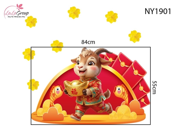 Decal Trang Trí Tết Đinh Mùi Hạnh Phúc Tài Lộc