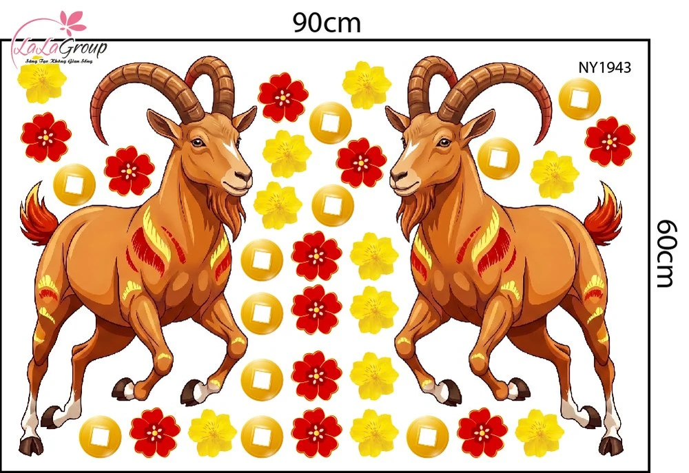 Decal Trang Trí Tết Song Mùi Đón Xuân
