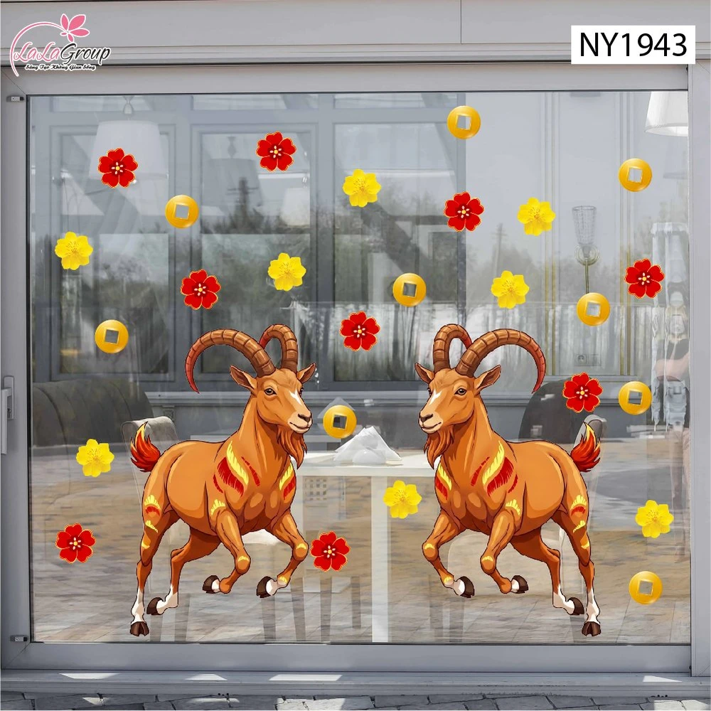 Decal Trang Trí Tết Song Mùi Đón Xuân