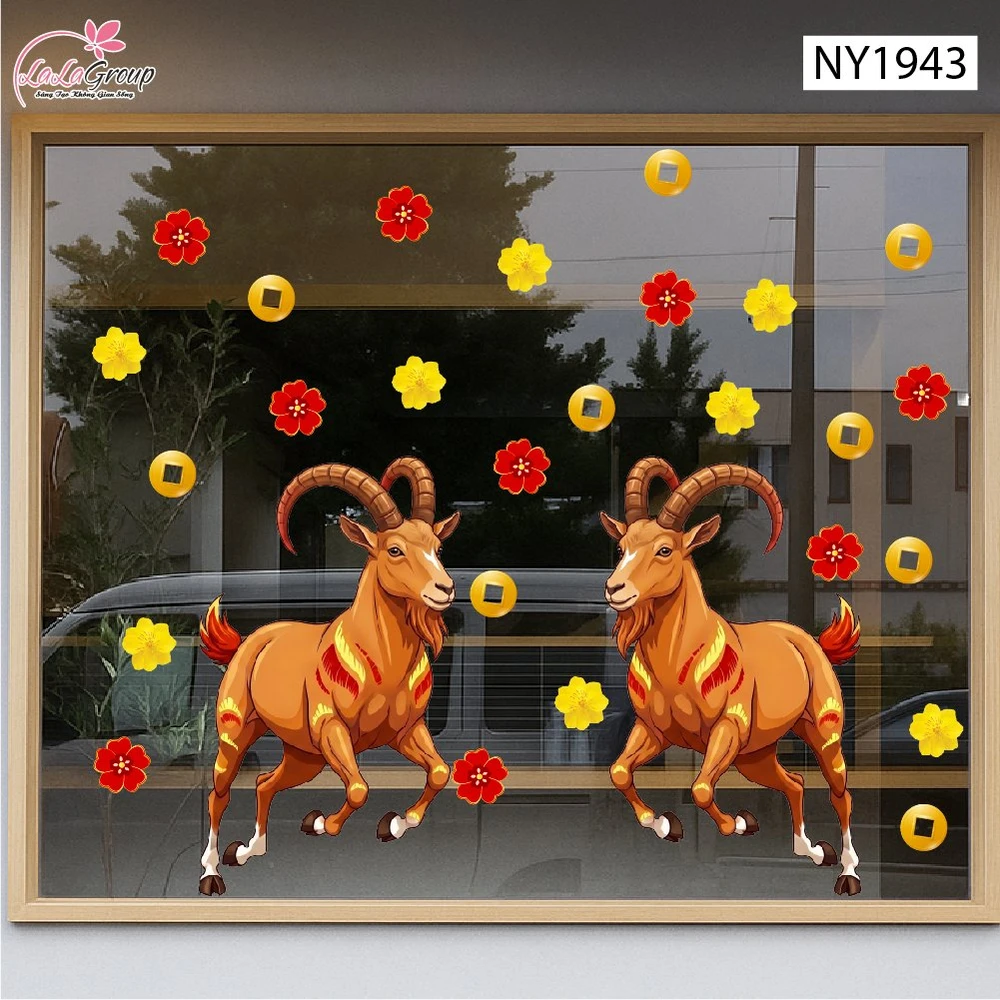 Decal Trang Trí Tết Song Mùi Đón Xuân