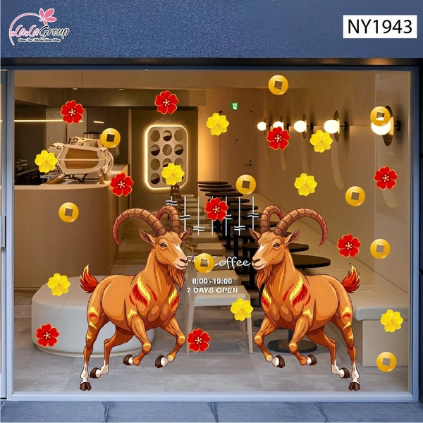 Decal Trang Trí Tết Song Mùi Đón Xuân