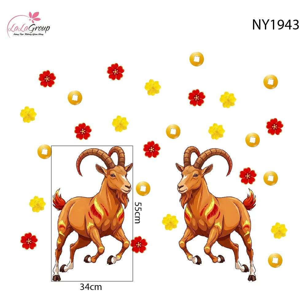 Decal Trang Trí Tết Song Mùi Đón Xuân