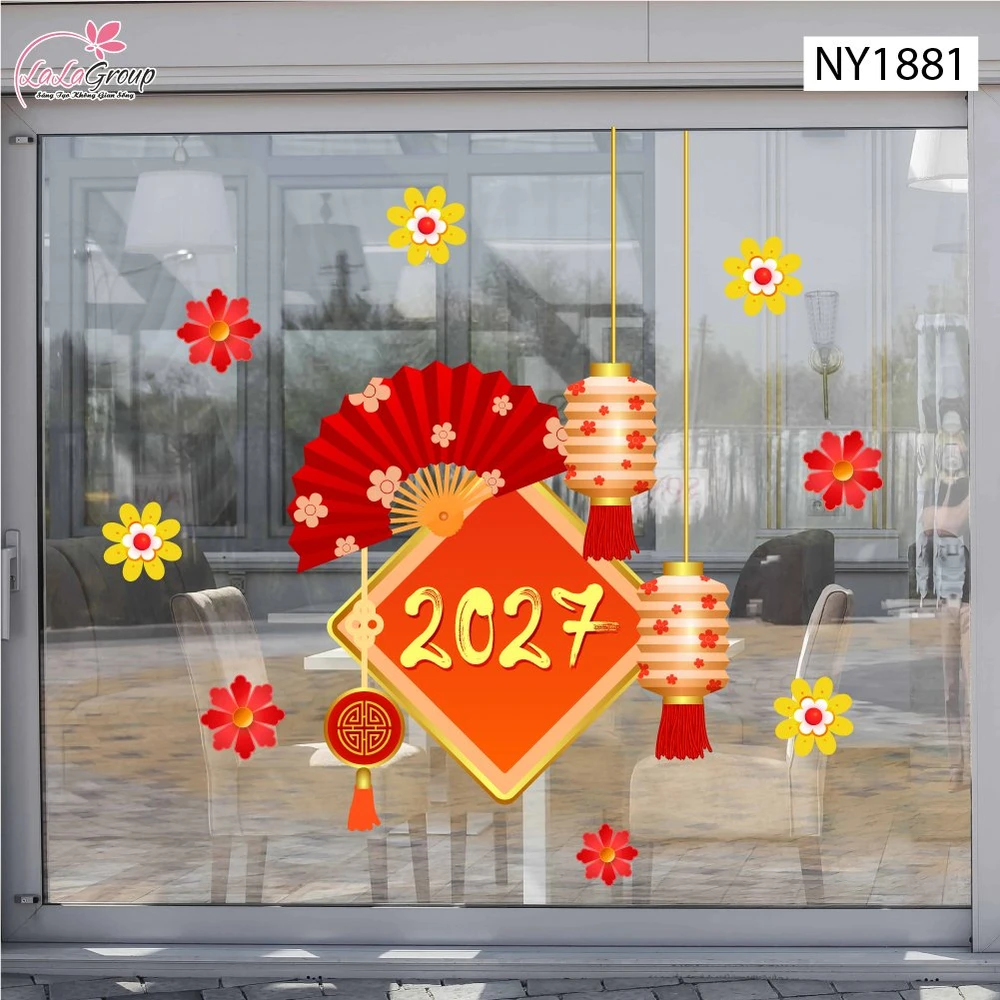 Decal Trang Trí Tết Mừng Xuân 2027 Tài Lộc Đầy Nhà