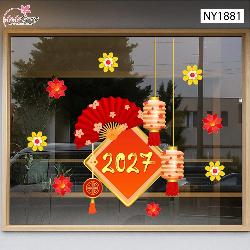 Decal Trang Trí Tết Mừng Xuân 2027 Tài Lộc Đầy Nhà
