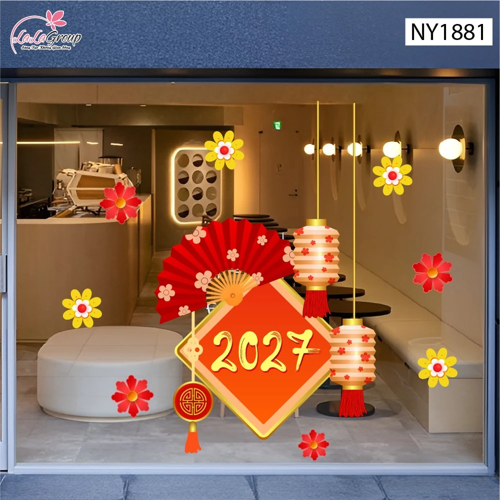 Decal Trang Trí Tết Mừng Xuân 2027 Tài Lộc Đầy Nhà