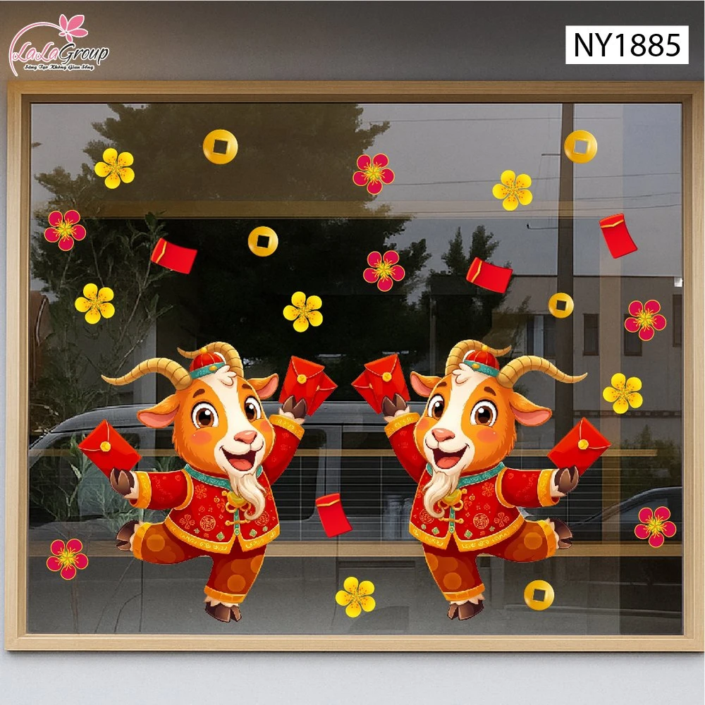Decal Trang Trí Tết Đinh Mùi Vui Xuân Lộc Đầy Nhà