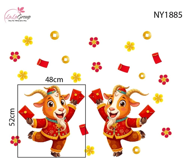 Decal Trang Trí Tết Đinh Mùi Vui Xuân Lộc Đầy Nhà
