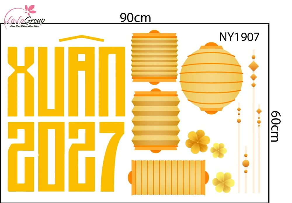 Decal Trang Trí Tết Xuân 2027 Và Lồng Đèn