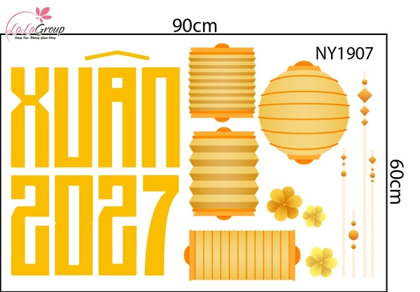 Decal Trang Trí Tết Xuân 2027 Và Lồng Đèn