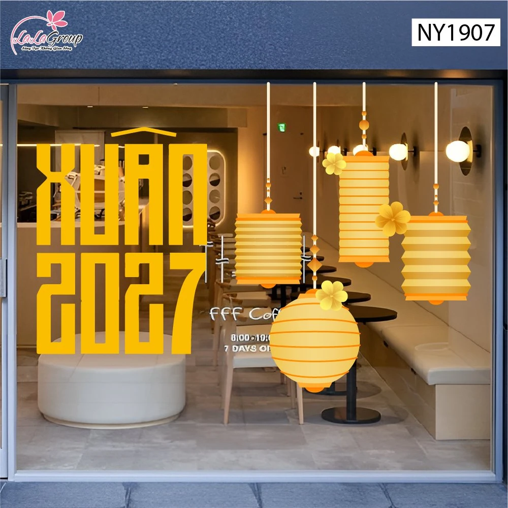 Decal Trang Trí Tết Xuân 2027 Và Lồng Đèn