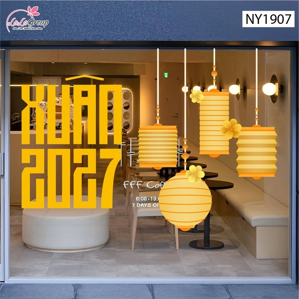 Decal Trang Trí Tết Xuân 2027 Và Lồng Đèn