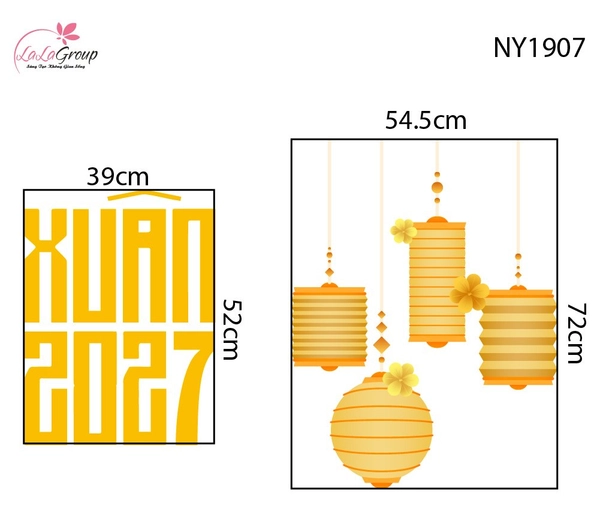 Decal Trang Trí Tết Xuân 2027 Và Lồng Đèn