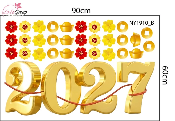Combo Decal Trang Trí Tết Đinh Mùi Rước Lộc 2027