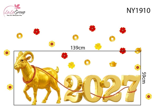 Combo Decal Trang Trí Tết Đinh Mùi Rước Lộc 2027