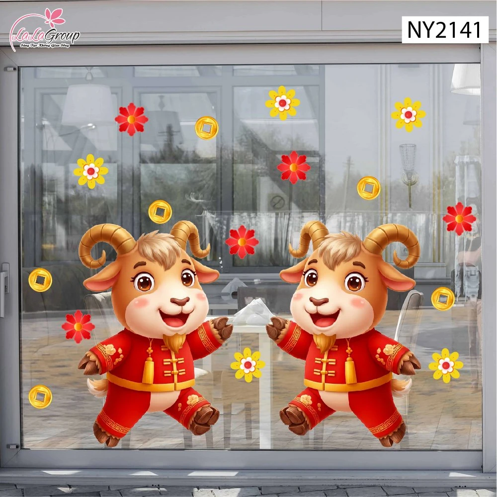 Decal Trang Trí Tết Song Dương Du Xuân Cát Tường