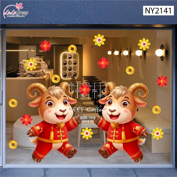 Decal Trang Trí Tết Song Dương Du Xuân Cát Tường