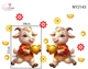 Decal Trang Trí Tết Cặp Dê Con Ôm Thỏi Vàng May Mắn