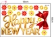 Decal Trang Trí Tết Chữ Happy New Year Kèm Nơ Đỏ