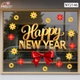 Decal Trang Trí Tết Chữ Happy New Year Kèm Nơ Đỏ