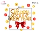 Decal Trang Trí Tết Chữ Happy New Year Kèm Nơ Đỏ