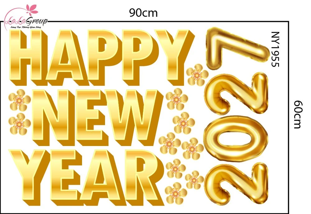 Decal Trang Trí Tết Happy New Year 2027 Phúc Lộc
