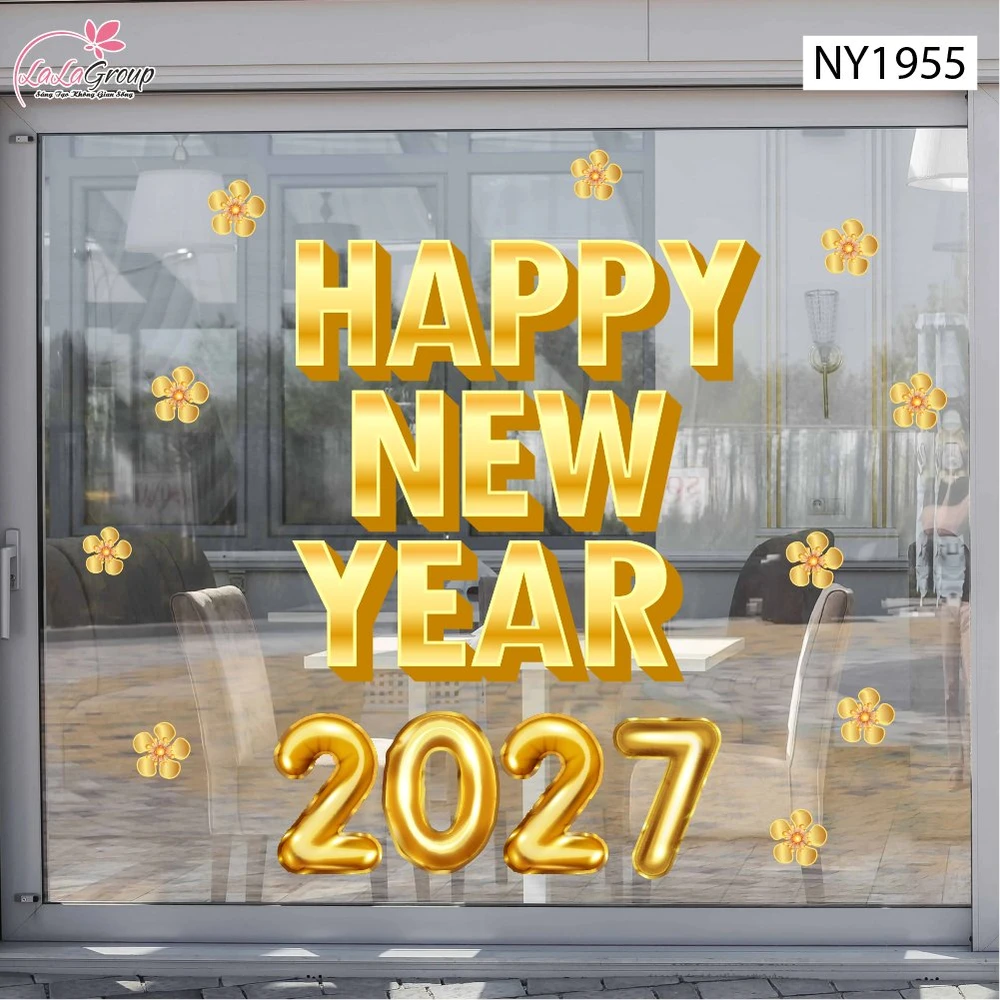 Decal Trang Trí Tết Happy New Year 2027 Phúc Lộc