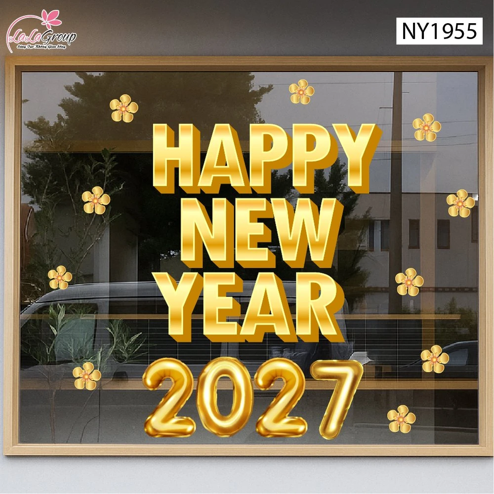 Decal Trang Trí Tết Happy New Year 2027 Phúc Lộc