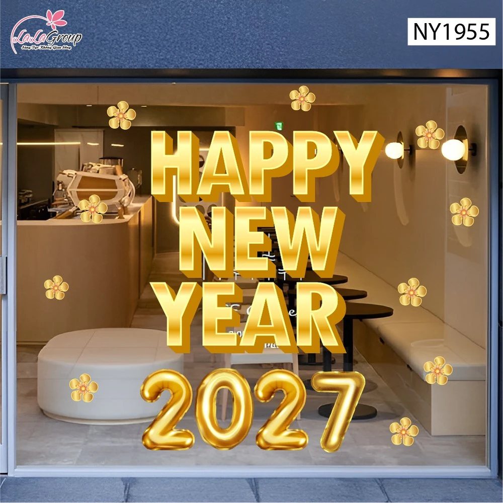 Decal Trang Trí Tết Happy New Year 2027 Phúc Lộc