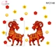 Decal Trang Trí Tết Cặp Dê Đỏ May Mắn Đón Xuân