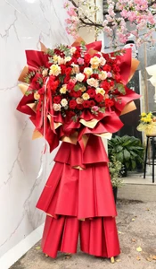 Kệ Hoa Khai Trương Tone Đỏ Phú Quý Trường Tồn