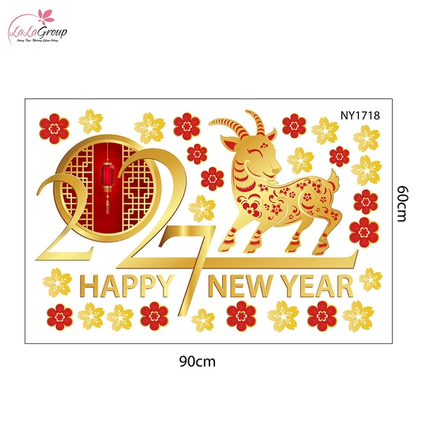 Combo Decal Trang Trí Tết Xuân Đinh Mùi 2027 Vạn Sự Như Ý