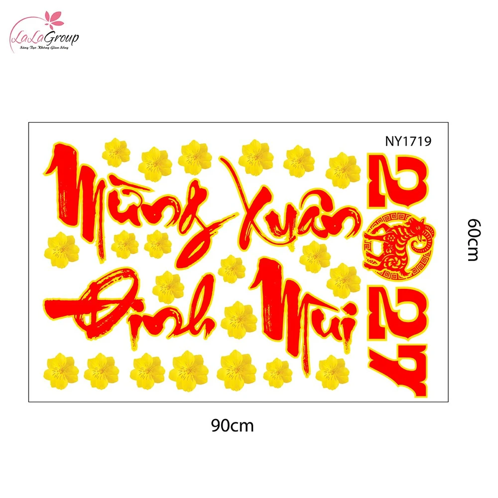 Combo Decal Trang Trí Tết Én Vàng Mừng Xuân Đinh Mùi 2027