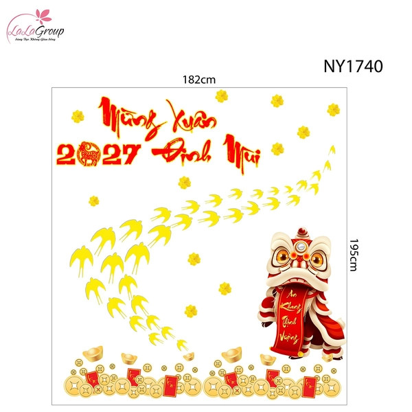 Combo Decal Trang Trí Tết Én Vàng Mừng Xuân Đinh Mùi 2027