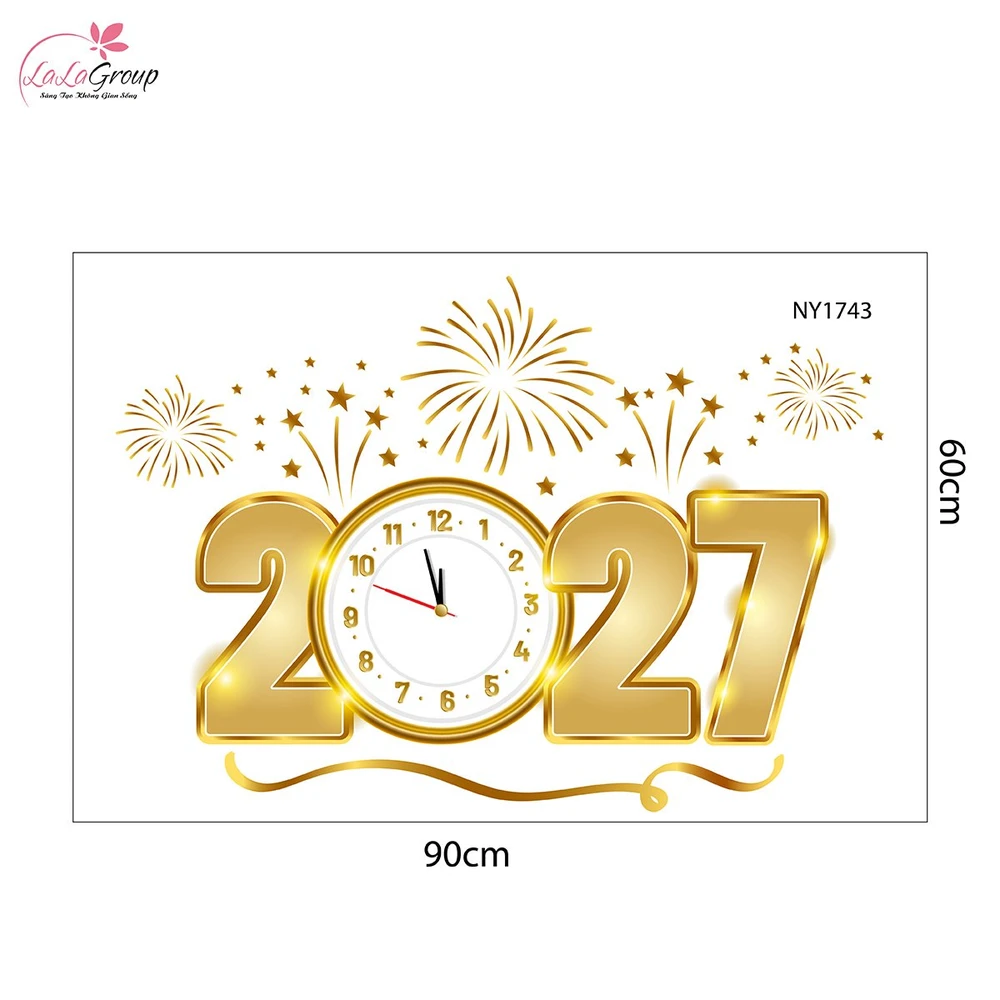 Combo Decal Trang Trí Tết Múa Lân Chúc Xuân 2027 An Khang Thịnh Vượng