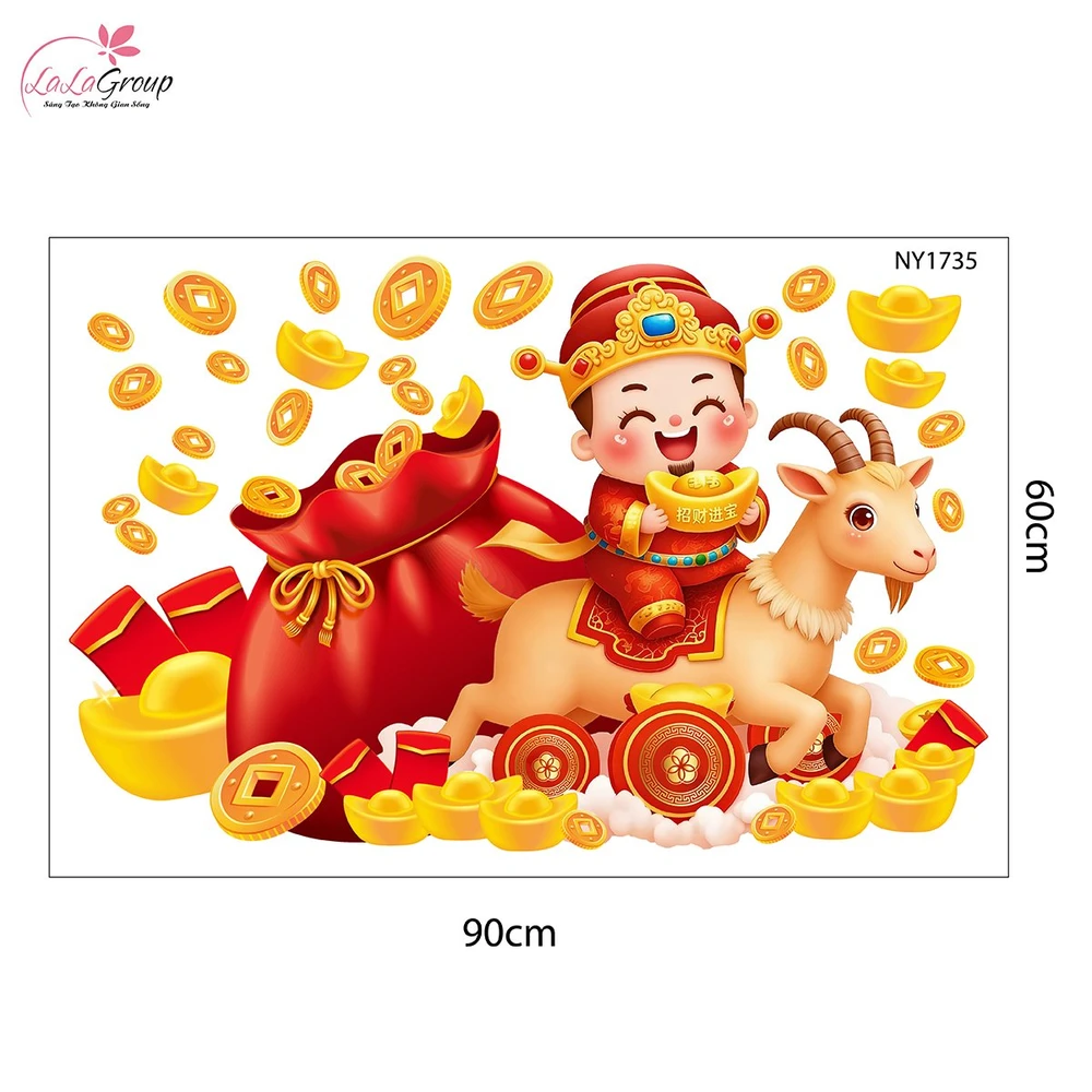 Combo Decal Trang Trí Tết Én Vàng Đón Xuân Đinh Mùi 2027