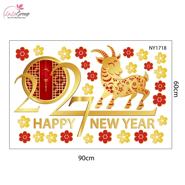 Combo Decal Trang Trí Tết Én Vàng Đón Xuân Đinh Mùi 2027