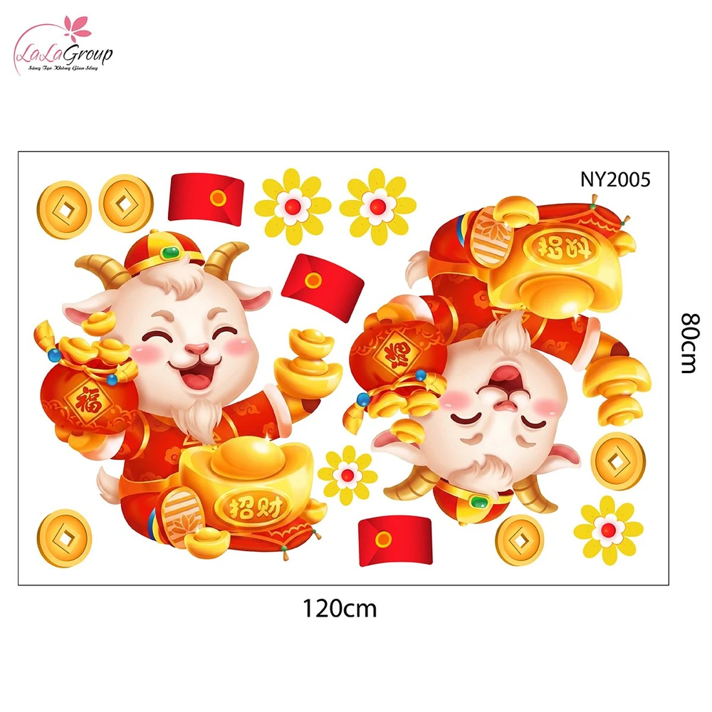 Combo Decal Trang Trí Tết Happy New Year Đinh Mùi 2027